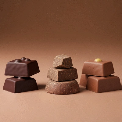 Close-up of different types of vegan chocolate (dark, raw, dairy-free) with various textures