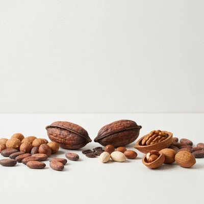 High-quality raw cacao beans and other ingredients for vegan dark chocolate preparation